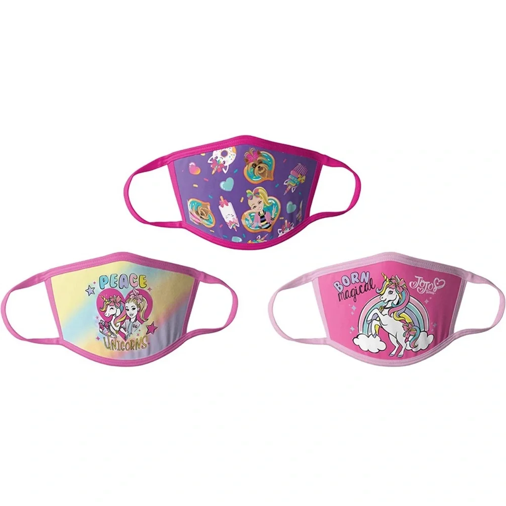 Jojo Siwa Kids Cloth Face Masks Cotton Pack of 3 Washable Reusable Non-Medical